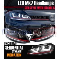 RED HEADLAMPS For VW GOLF MK7 BI XENON DRL DAYTIME RUNNING LIGHT LED R..